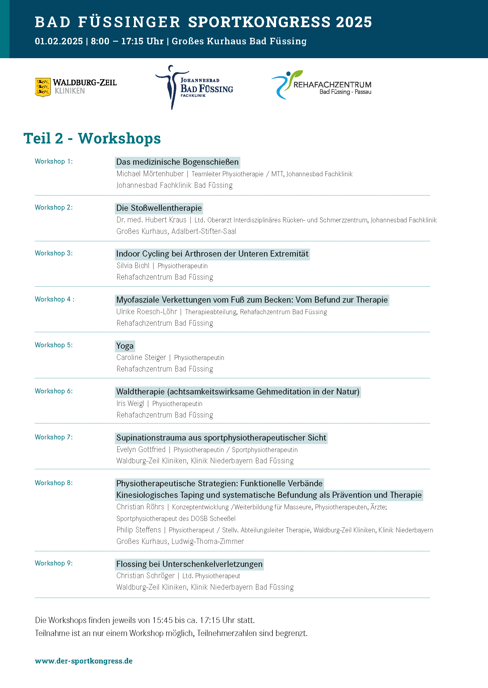 Workshops beim Bad Füssinger Sportkongress